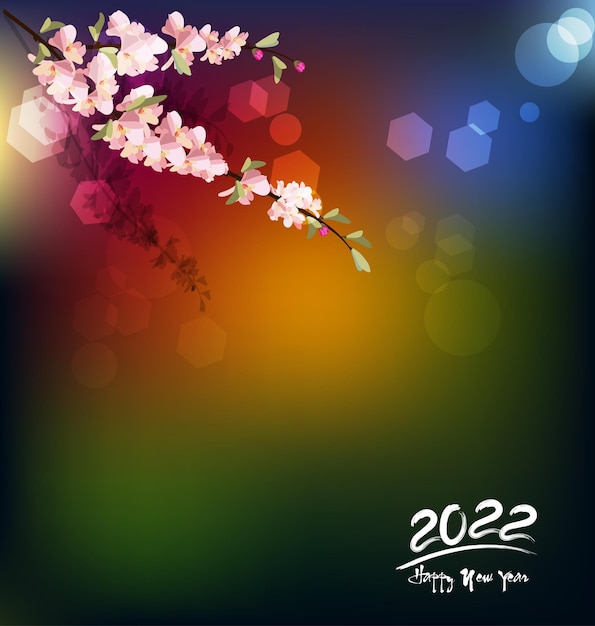 Happy new year 2022 background. Golden shiny numbers with confetti and ribbons on black background. Holiday greeting card design.