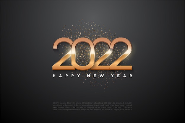 Happy new year 2022 background with glowing numbers