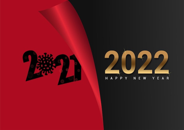 Happy new year 2022 banner background with paper page design Free Vector