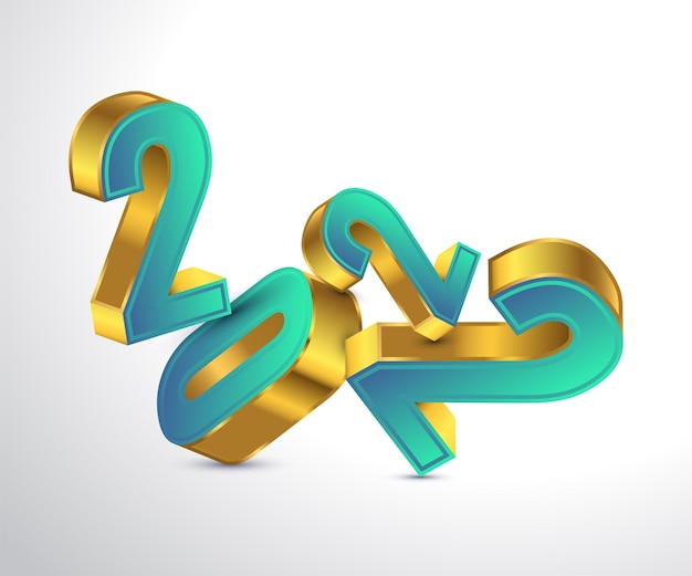 Happy New Year 2022 Banner Design with 3D Numbers in Green and Gold Gradient. New Year Celebration Design Template for Flyer, Poster, Brochure, Card, Banner or Postcard