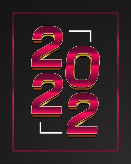 Happy New Year 2022 Banner or Poster Design with 3D Red and Gold Number. 2022 Text Number Design. New Year Celebration Design Template for Flyer, Poster, Brochure, Card, Banner or Postcard