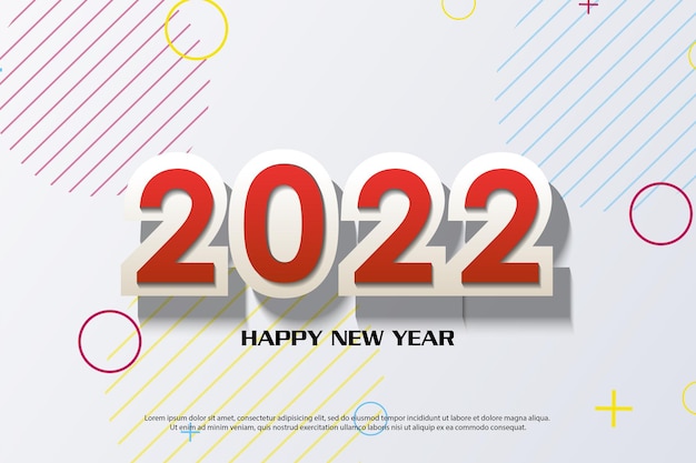 happy new year 2022 on colorful stripes background