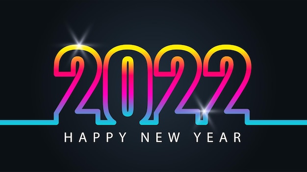 Happy new year 2022 colorful text. 2022 number vector suitable design illustration for greetings, invitations, banner or background.