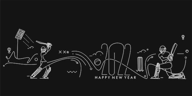 Happy New Year 2022 Cricket Championship Concept Design, Vector illustration.