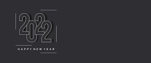 Happy new year 2022 dark grey background with simple and elegant teks banner vector design