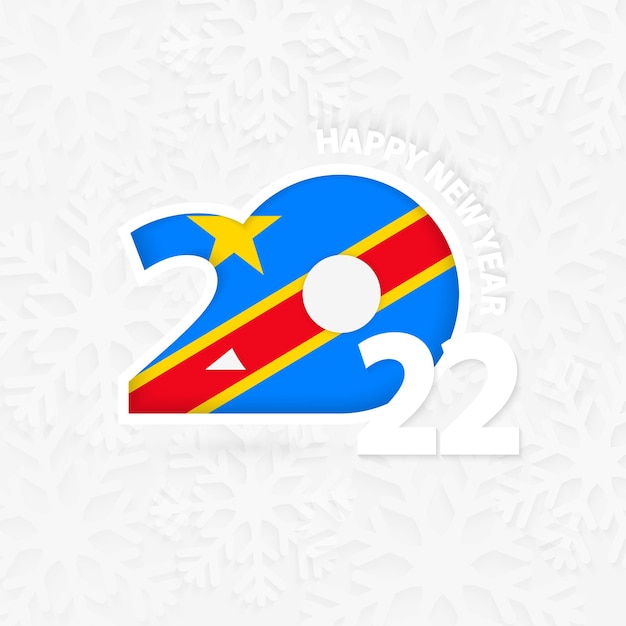 Vector happy new year 2022 for dr congo on snowflake background.