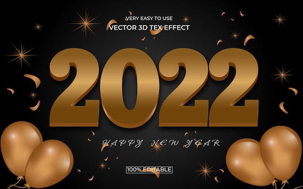 Happy New Year 2022 editable 3d premium text effect design