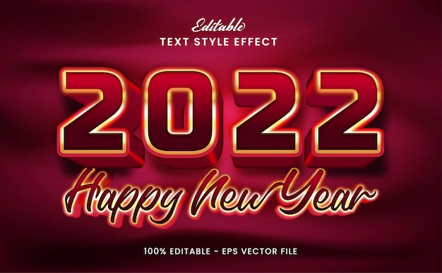 Happy new year 2022 editable text effect Premium Vector