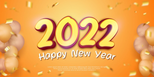 Happy new year 2022 editable text number decoration background