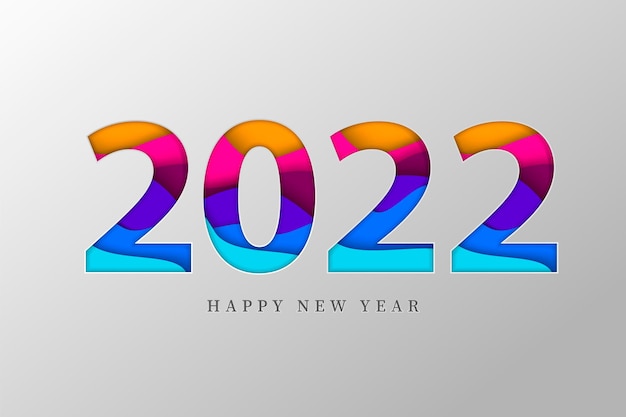 Happy new year 2022 elegant card in paper style for your seasonal holidays banners Flyers