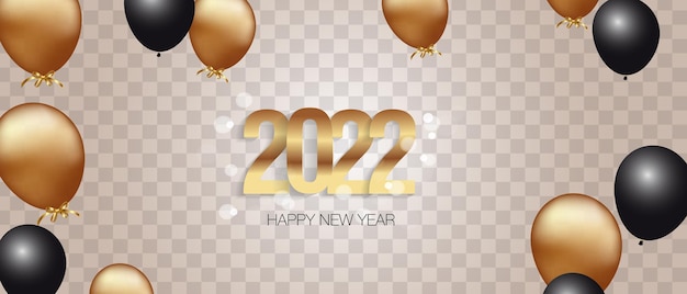 Happy new year 2022 Elegant golden text. Minimalistic vector illustration