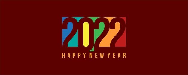 Happy new year 2022 elegant in paper style for your seasonal holidays full color Premium Vector