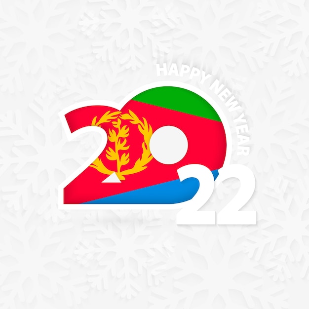 Happy New Year 2022 for Eritrea on snowflake background.