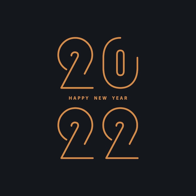 Happy new year 2022 Festive black background with numbers in flat style