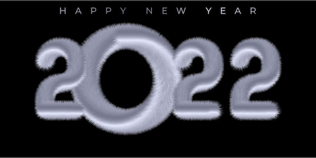 Happy New year 2022 Fluffy Furry Silver Gradient Design