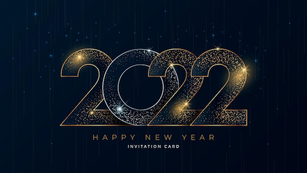 Happy New Year 2022 greeting card design template