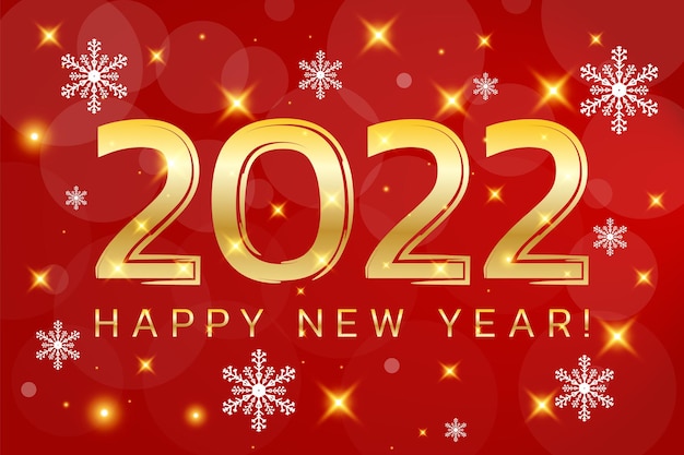 Happy New Year 2022 greeting card with snowflakes Design template banner poster