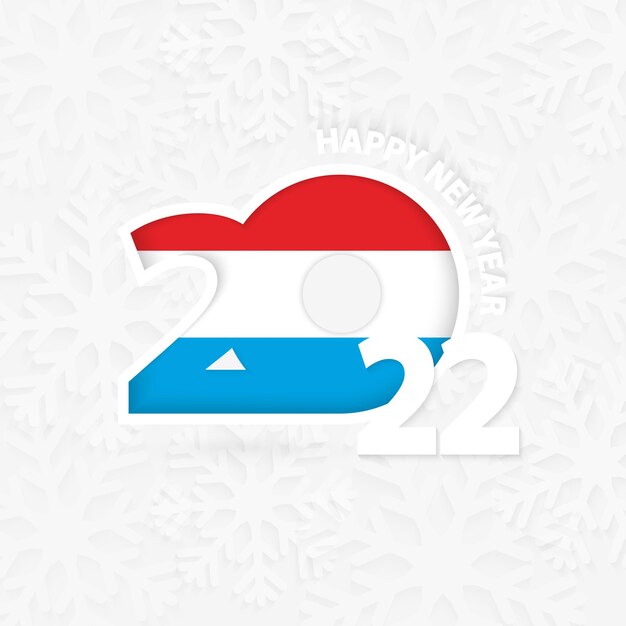 Happy New Year 2022 for Luxembourg on snowflake background.