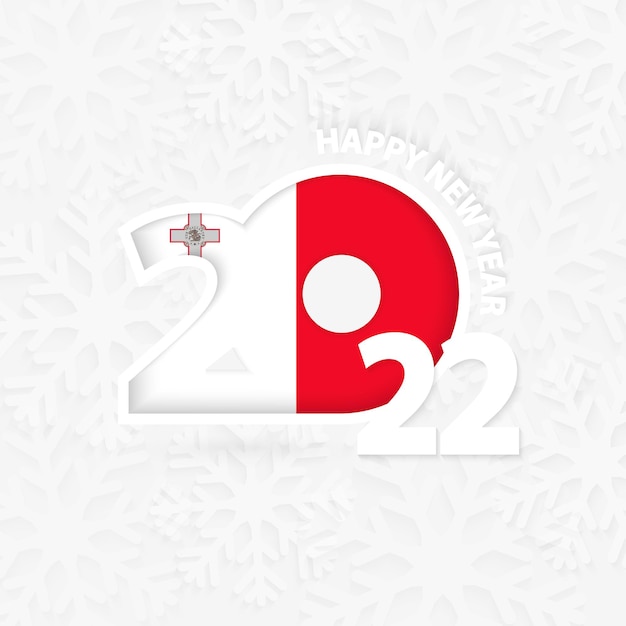 Happy New Year 2022 for Malta on snowflake background.