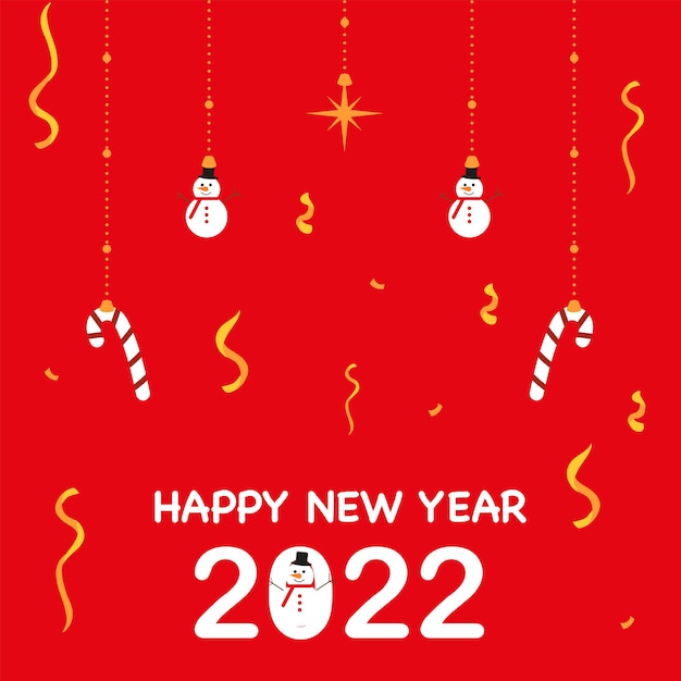 Happy New Year 2022 and Merry Christmas New Year Garland Vector graphics in flat style