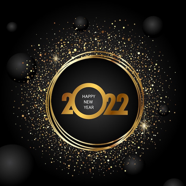 Happy new year 2022 Realistic elegant vector templates Realistic gold