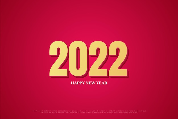 Happy new year 2022 on red background with little light effect