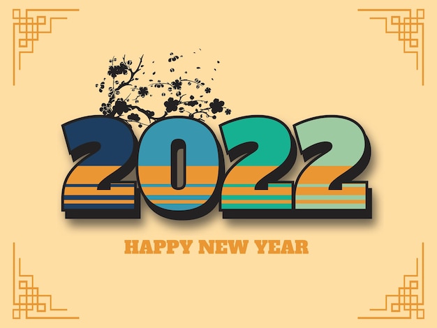 Happy new year 2022 retro background