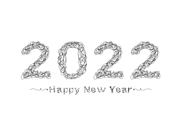 Happy new year 2022 in scribble