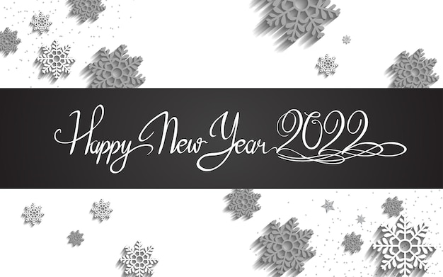 Vector happy new year 2022 silver color with snowflake isolated white background for celebration event