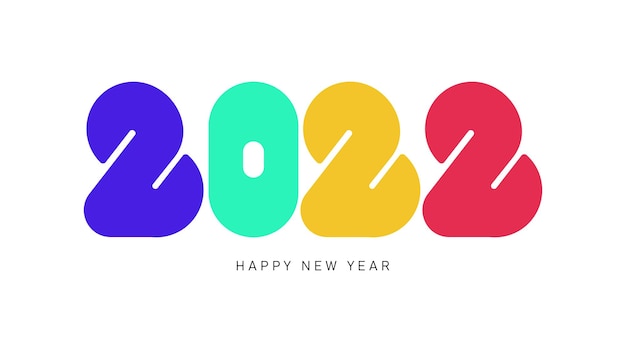 Happy New Year 2022 text design for Calendar Brochure design template card banner Vector illust