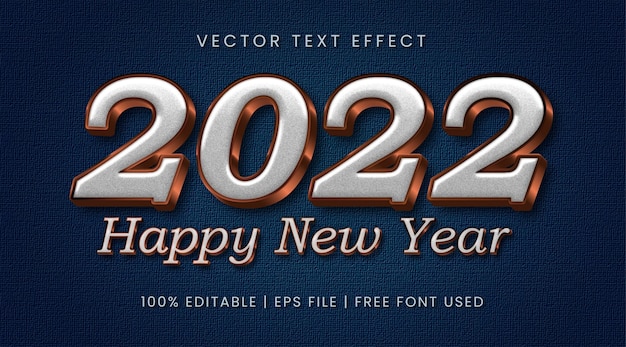 Happy new year 2022 text editable text effect style