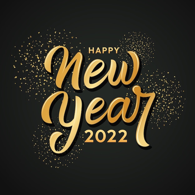 Happy new year 2022 text gold design on firework at night background Eps 10 vector illustration