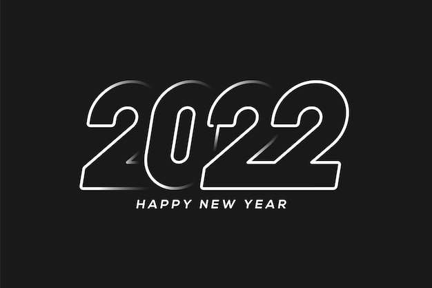 Happy New Year 2022 text typography design pattern in white stroke, vector illustration