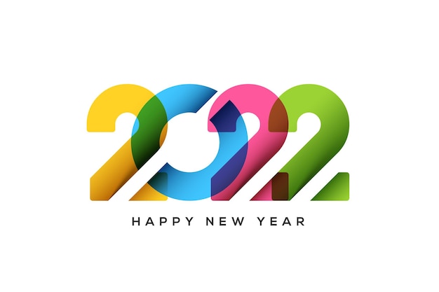 Happy New Year 2022 text typography design with different colors, vector illustration