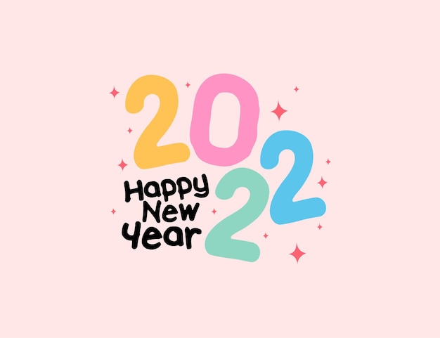 Happy New Year 2022 Text Typography Design