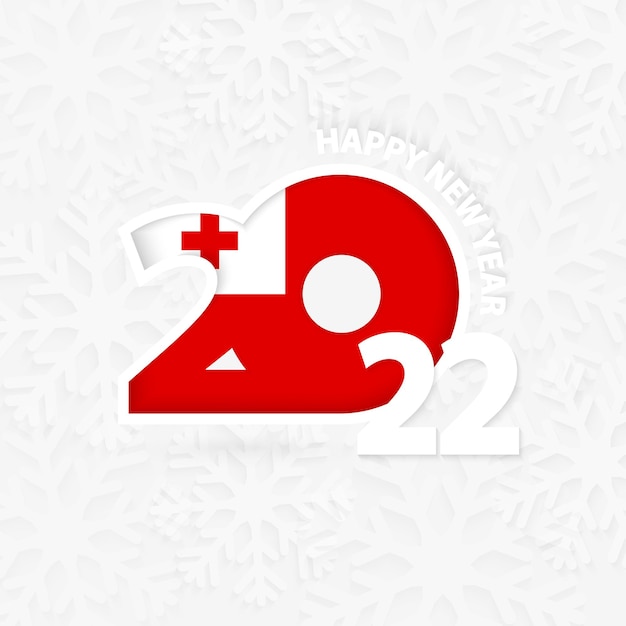 Happy New Year 2022 for Tonga on snowflake background.