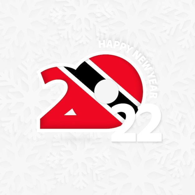 Happy New Year 2022 for Trinidad and Tobago on snowflake background.