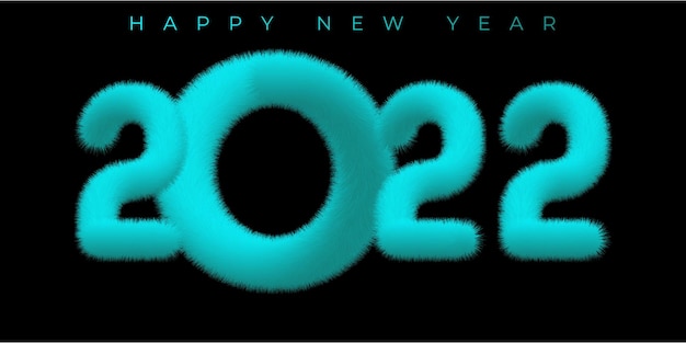 Happy New year 2022 Turquoise Blue Fluffy Gradient Design 2