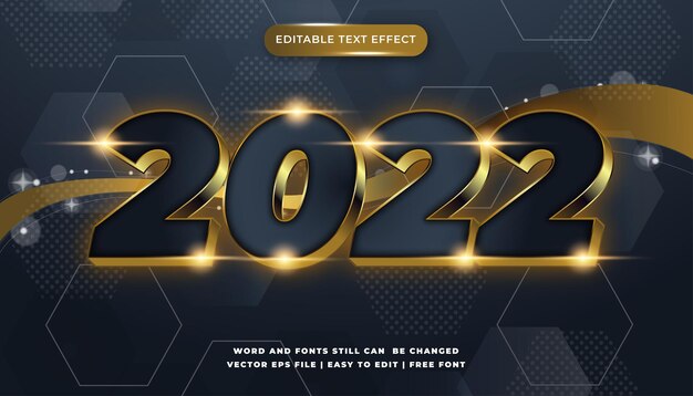 Happy new year 2022. white and golden numbers on Black background. holiday greeting card design