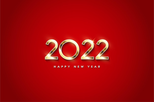 Happy new year 2022 with glowing numbers