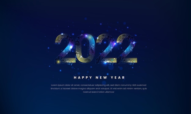 Happy new year 2022 with line number light style Premium vector