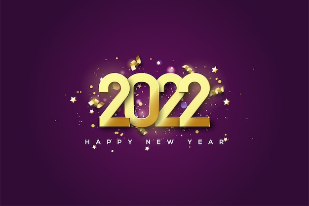 Happy new year 2022 with luxurious and elegant gold numbers