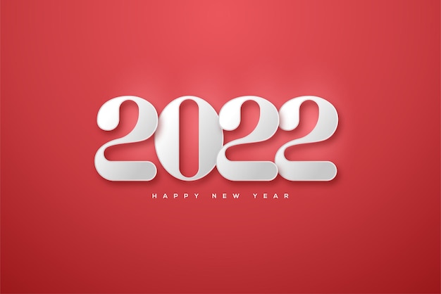 Happy new year 2022 with white numbers on a bold red background