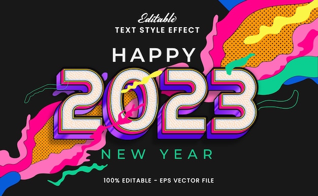 Happy new year 2023 3d bold text effect