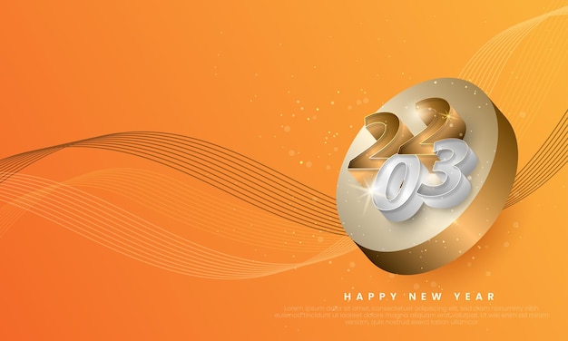 Happy new year 2023 3d creative design with gradient background premium vector