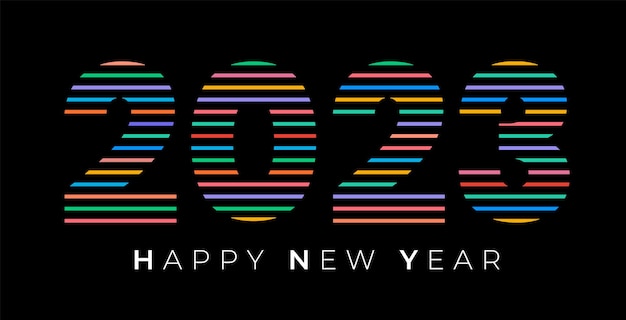 Happy New Year 2023 Background Template or   2023 colorful text design