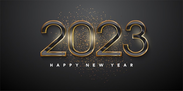 happy new year 2023 background with 3D number illustration.