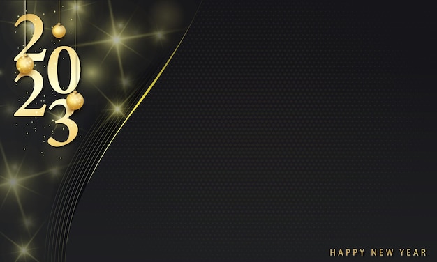 happy new year 2023 background with gold decoration