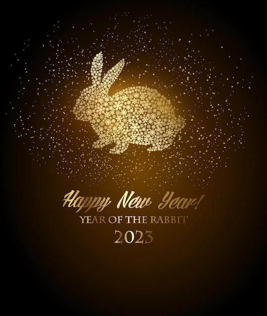 Happy New Year 2023 background. Year of the Rabbit concept. Vector