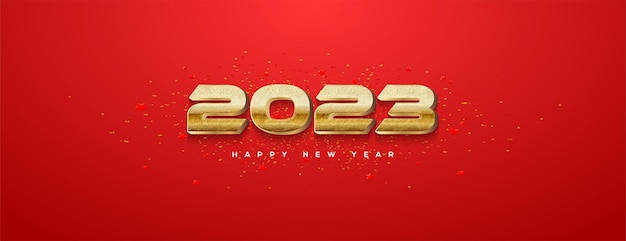 Happy new year 2023 banner background with luxury gold color